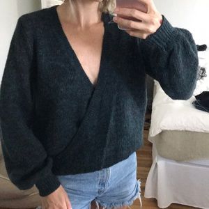 Free People Surplice Sweater Balloon Sleeve